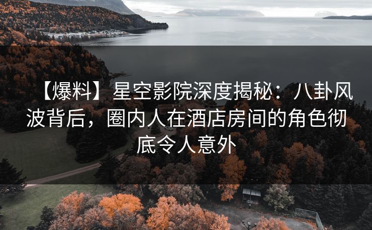 【爆料】星空影院深度揭秘：八卦风波背后，圈内人在酒店房间的角色彻底令人意外