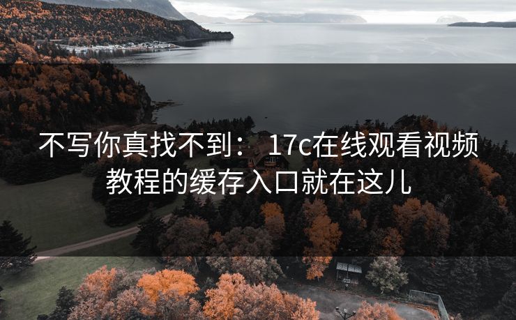 不写你真找不到： 17c在线观看视频教程的缓存入口就在这儿
